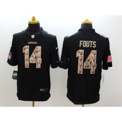 San Diego Chargers #14 Dan Fouts Black Men Stitched Nike NFL Limited Salute to Service Jersey