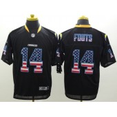 San Diego Chargers #14 Dan Fouts Black USA Flag Fashion Elite Men Nike NFL Jersey