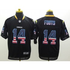San Diego Chargers #14 Dan Fouts Black USA Flag Fashion Elite Men Nike NFL Jersey