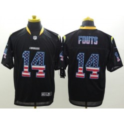 San Diego Chargers #14 Dan Fouts Black USA Flag Fashion Elite Men Nike NFL Jersey
