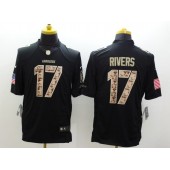 San Diego Chargers #17 Philip Rivers Black Men Stitched Nike NFL Limited Salute to Service Jersey