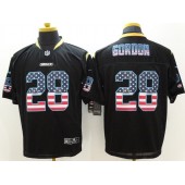 San Diego Chargers #28 Melvin Gordon Black USA Flag Fashion Elite Men Nike NFL Jersey