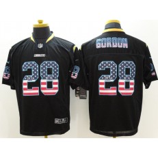 San Diego Chargers #28 Melvin Gordon Black USA Flag Fashion Elite Men Nike NFL Jersey