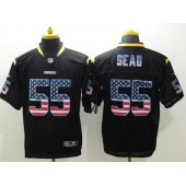 San Diego Chargers #55 Junior Seau Black USA Flag Fashion Elite Men Nike NFL Jersey