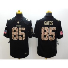 San Diego Chargers #85 Antonio Gates Black Men Stitched Nike NFL Limited Salute to Service Jersey