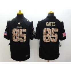 San Diego Chargers #85 Antonio Gates Black Men Stitched Nike NFL Limited Salute to Service Jersey