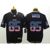 San Diego Chargers #85 Antonio Gates Black USA Flag Fashion Elite Men Nike NFL Jersey