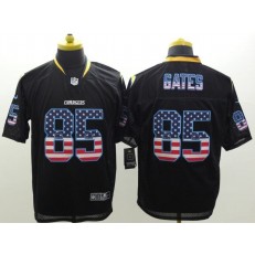 San Diego Chargers #85 Antonio Gates Black USA Flag Fashion Elite Men Nike NFL Jersey