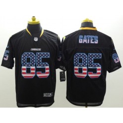San Diego Chargers #85 Antonio Gates Black USA Flag Fashion Elite Men Nike NFL Jersey