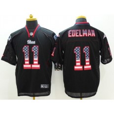 New England Patriots #11 Julian Edelman Black Fashion USA Flag Number Men Football Elite Nike NFL Jersey