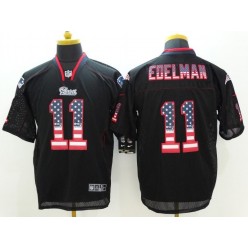 New England Patriots #11 Julian Edelman Black Fashion USA Flag Number Men Football Elite Nike NFL Jersey