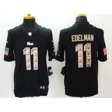 New England Patriots #11 Julian Edelman Black Men Stitched Nike NFL Limited Salute to Service Jersey