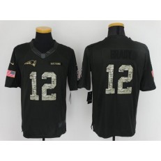 New England Patriots #12 Tom Brady Anthracite 2016 Salute to Service Limited Men Nike NFL Jersey