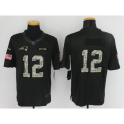New England Patriots #12 Tom Brady Anthracite 2016 Salute to Service Limited Men Nike NFL Jersey