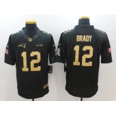 New England Patriots #12 Tom Brady Anthracite Gold Salute to Service Limited Men Nike NFL Jersey