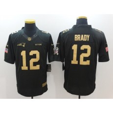 New England Patriots #12 Tom Brady Anthracite Gold Salute to Service Limited Men Nike NFL Jersey