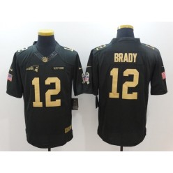 New England Patriots #12 Tom Brady Anthracite Gold Salute to Service Limited Men Nike NFL Jersey