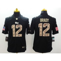 New England Patriots #12 Tom Brady Black Men Stitched Nike NFL Limited Salute to Service Jersey