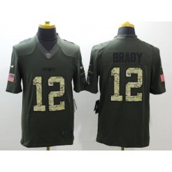 New England Patriots #12 Tom Brady Green Salute To Service Limited Nike NFL Jersey