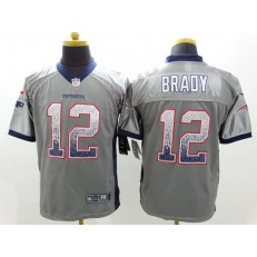 New England Patriots #12 Tom Brady Grey Inwrought Elite Drift Fashion Men Nike NFL Jersey