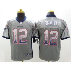 New England Patriots #12 Tom Brady Grey Inwrought Elite Drift Fashion Men Nike NFL Jersey
