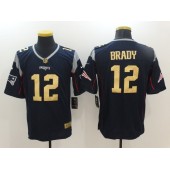 New England Patriots #12 Tom Brady Navy Blue Gold Limited Men Nike NFL Jersey