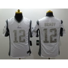 New England Patriots #12 Tom Brady White Men Nike NFL Limited Platinum Jersey