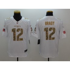 New England Patriots #12 Tom Brady White Salute To Service Limited Men Nike NFL Jersey