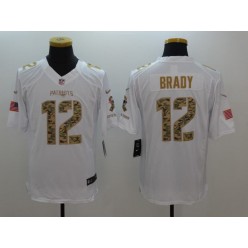 New England Patriots #12 Tom Brady White Salute To Service Limited Men Nike NFL Jersey