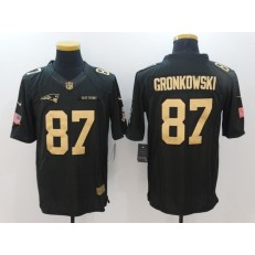 New England Patriots #87 Rob Gronkowski Anthracite Gold Salute to Service Limited Men Nike NFL Jersey
