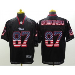 New England Patriots #87 Rob Gronkowski Black Fashion USA Flag Number Men Football Elite Nike NFL Jersey