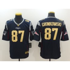 New England Patriots #87 Rob Gronkowski Navy Blue Gold Limited Men Nike NFL Jersey