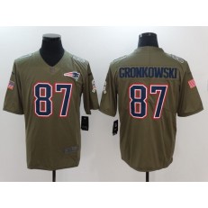 New England Patriots #87 Rob Gronkowski Olive 2017 Salute To Service Limited Men Nike NFL Jersey