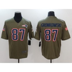 New England Patriots #87 Rob Gronkowski Olive 2017 Salute To Service Limited Men Nike NFL Jersey