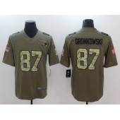 New England Patriots #87 Rob Gronkowski Olive Camo Salute To Service Limited Men Nike NFL Jersey