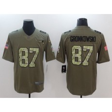 New England Patriots #87 Rob Gronkowski Olive Camo Salute To Service Limited Men Nike NFL Jersey