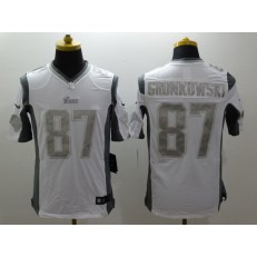 New England Patriots #87 Rob Gronkowski White Men Nike NFL Limited Platinum Jersey