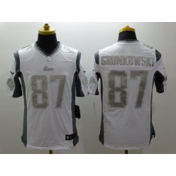 New England Patriots #87 Rob Gronkowski White Men Nike NFL Limited Platinum Jersey