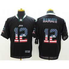 New York Jets #12 Joe Namath Black Fashion USA Flag Number Men Football Elite Nike NFL Jersey