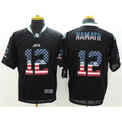 New York Jets #12 Joe Namath Black Fashion USA Flag Number Men Football Elite Nike NFL Jersey