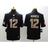 New York Jets #12 Joe Namath Black Men Stitched Nike NFL Limited Salute to Service Jersey