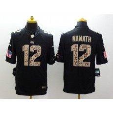 New York Jets #12 Joe Namath Black Men Stitched Nike NFL Limited Salute to Service Jersey