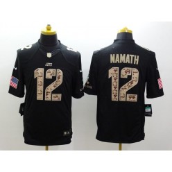 New York Jets #12 Joe Namath Black Men Stitched Nike NFL Limited Salute to Service Jersey