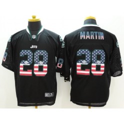 New York Jets #28 Curtis Martin Black Fashion USA Flag Number Men Football Elite Nike NFL Jersey