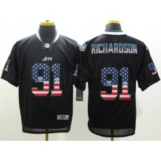 New York Jets #91 Sheldon Richardson Black Fashion USA Flag Number Men Football Elite Nike NFL Jersey