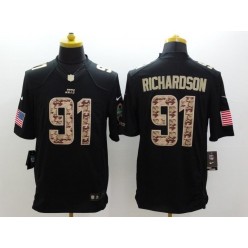 New York Jets #91 Sheldon Richardson Black Men Stitched Nike NFL Limited Salute to Service Jersey