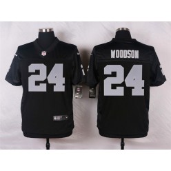 Oakland Raiders #24 Charles Woodson Black Men Stitched Nike NFL Elite Jersey