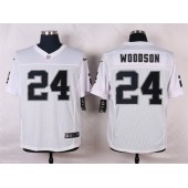 Oakland Raiders #24 Charles Woodson White Silver No. Men Nike NFL Elite Jersey