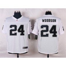 Oakland Raiders #24 Charles Woodson White Silver No. Men Nike NFL Elite Jersey