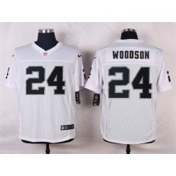Oakland Raiders #24 Charles Woodson White Silver No. Men Nike NFL Elite Jersey